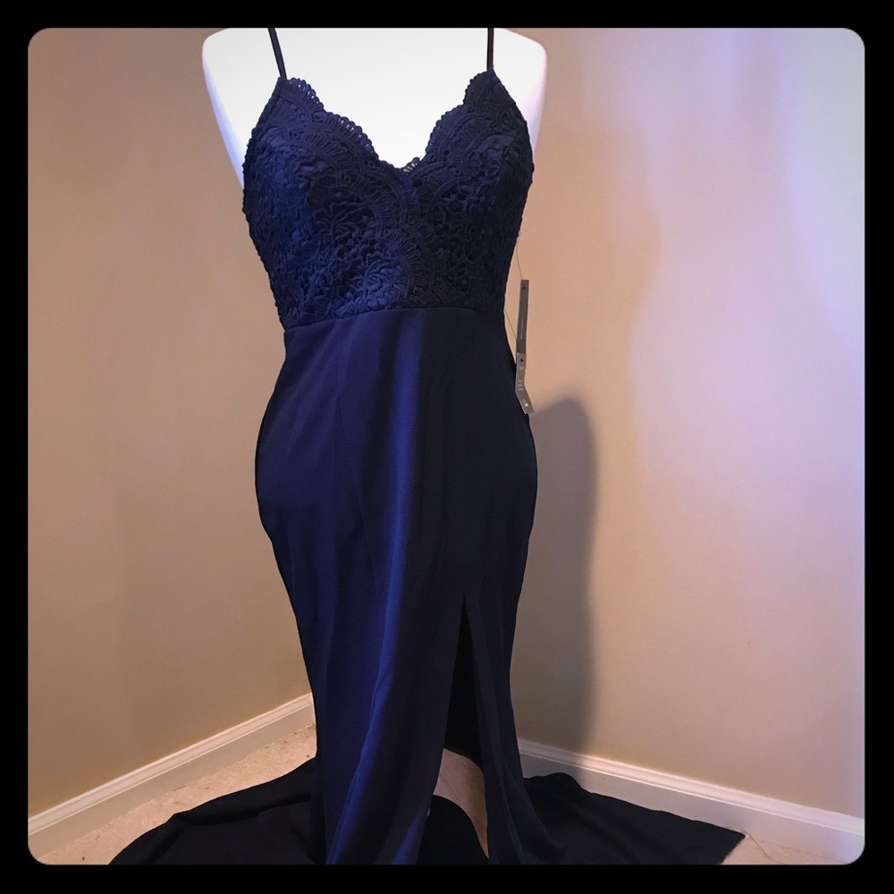 Navy lace top gown
